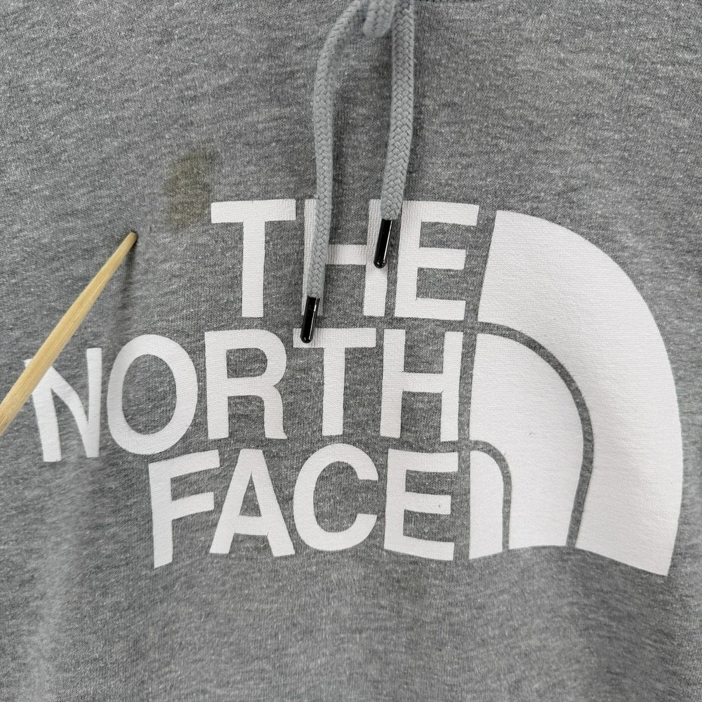 The North Face Mens‎ Gray Logo Hoodie Pullover Fleece Sweatshirt Large L